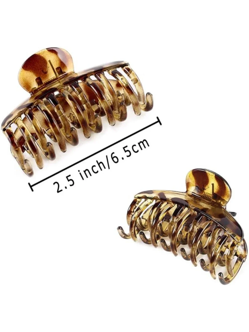 3 PCS Tortoise Shell Hair Claw Clips - Double Row Teeth Jaw Barrettes for All